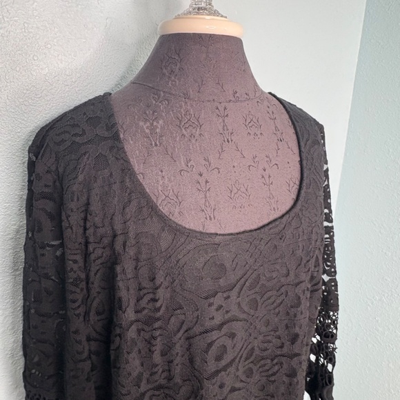 NWT Alfani Plus Size Black Lace Crochet Floral Dress - Picture 4 of 12